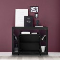 Buffet noir en bois 134 cm design moderne 2 portes Lema NR Réductions