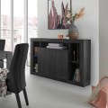 Buffet noir en bois 134 cm design moderne 2 portes Lema NR Promotion