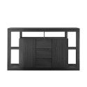 Madia bahut en bois noir 2 portes 3 tiroirs design moderne Étagère NR Offre