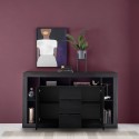 Buffet en bois noir 2 portes 3 tiroirs design moderne Astante NR Réductions