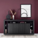 Buffet design moderne 4 portes en bois noir 210cm Radis NR Remises