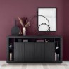 Buffet design moderne 4 portes en bois noir 210cm Radis NR Remises