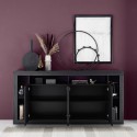 Buffet design moderne 4 portes en bois noir 210cm Radis NR Réductions