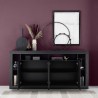 Buffet design moderne 4 portes en bois noir 210cm Radis NR Réductions