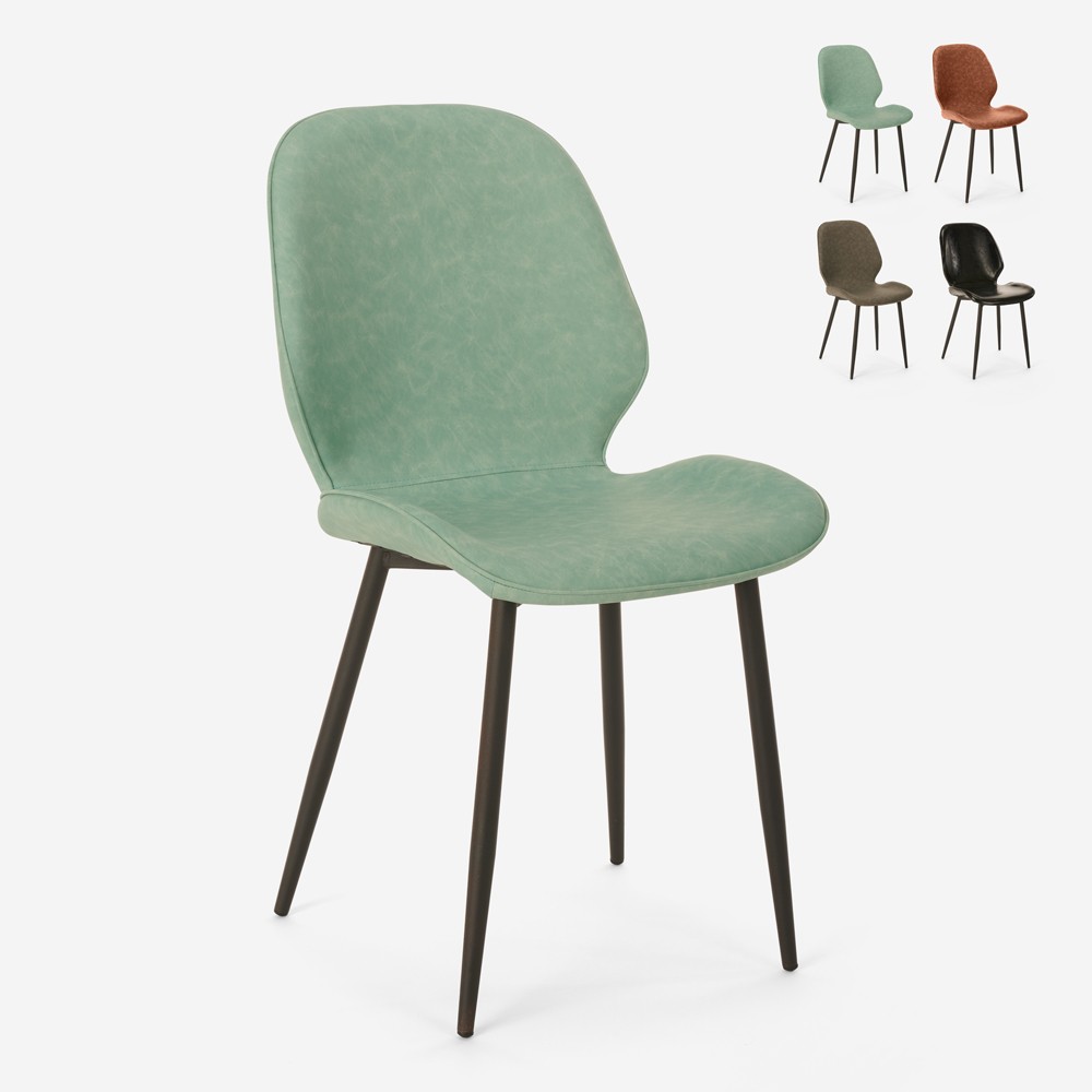 Chaise de cuisine restaurant et bar en similicuir en métal design moderne Lyna