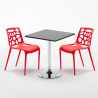 Table Carrée Noire 70x70cm 2 Chaises Colorées Intérieur Bar Café Gelateria Mojito 