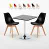 Table noire carrée 70x70cm Avec 2 Chaises Colorées intérieur bar café Nordica Mojito Promotion