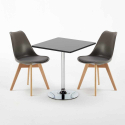 Table noire carrée 70x70cm Avec 2 Chaises Colorées intérieur bar café Nordica Mojito 