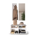 Set porte-manteaux d'entrée avec meuble à chaussures blanc laqué et miroir Freya Remises