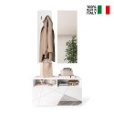 Set porte-manteaux d'entrée avec meuble à chaussures blanc laqué et miroir Freya Vente