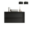 Meuble de salle de bains moderne noir suspendu au sol avec lavabo et 2 tiroirs Bloom 110 Promotion