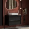 Meuble de salle de bains moderne noir suspendu au sol avec lavabo et 2 tiroirs Bloom 110 Offre