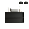 Meuble salle de bain suspendu avec lavabo 2 tiroirs noir moderne Bloom 92 Promotion