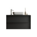 Meuble salle de bain suspendu avec lavabo 2 tiroirs noir moderne Bloom 92 Choix