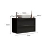 Meuble salle de bain suspendu avec lavabo 2 tiroirs noir moderne Bloom 92 