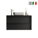Meuble salle de bain suspendu avec lavabo 2 tiroirs noir moderne Bloom 92 Réductions