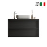 Meuble salle de bain suspendu avec lavabo 2 tiroirs noir moderne Bloom 92 Réductions
