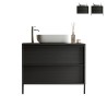 Meuble de salle de bain moderne noir suspendu au sol avec 2 tiroirs et lavabo Bloom 79 Promotion