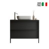 Meuble de salle de bain moderne noir suspendu au sol avec 2 tiroirs et lavabo Bloom 79 Réductions