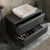 Meuble de salle de bain moderne noir suspendu au sol avec 2 tiroirs et lavabo Bloom 79 Prix