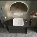 Meuble de salle de bain moderne noir suspendu au sol avec 2 tiroirs et lavabo Bloom 79 Achat