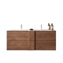 Meuble de salle de bain suspendu en bois avec double vasque, 2 tiroirs, 122x47x53cm Duet S Vente