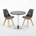 Table Ronde Noire 70x70cm 2 Chaises Colorées Intérieur Bar Café Nordica Cosmopolitan 