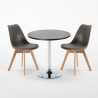 Table Ronde Noire 70x70cm 2 Chaises Colorées Intérieur Bar Café Nordica Cosmopolitan 
