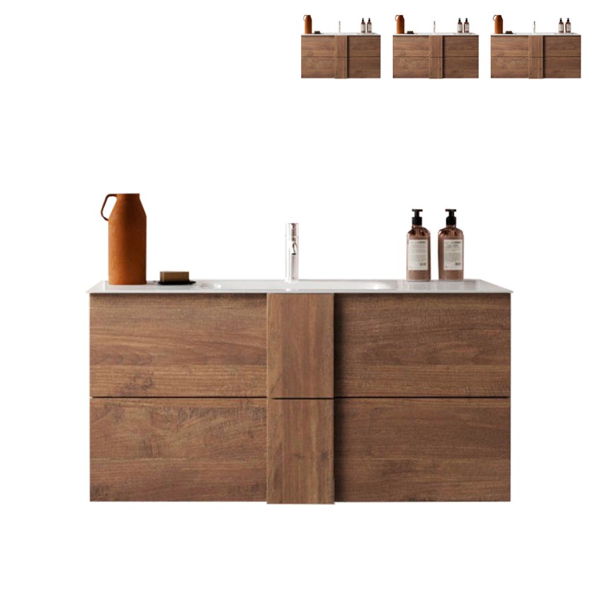 Meuble de salle de bain en bois suspendu 2 tiroirs avec lavabo en céramique Miel Vente Meuble de salle de bain en bois suspendu 2 tiroirs avec lavabo en céramique Miel Vente