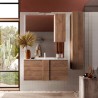 Meuble de salle de bain en bois suspendu 2 tiroirs avec lavabo en céramique Miel Remises