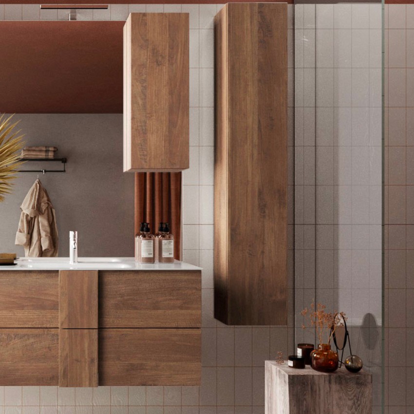 Colonne suspendue de salle de bain moderne en bois 1 porte Jaya Promotion