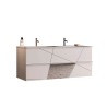 Meuble de salle de bain suspendu double lavabo 2 tiroirs finition blanc brillant Liz S Offre
