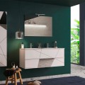 Meuble de salle de bain suspendu double vasque 2 tiroirs blanc brillant Liz S Promotion