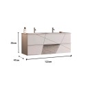 Meuble de salle de bain suspendu double vasque 2 tiroirs blanc brillant Liz S Remises