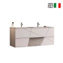 Meuble de salle de bain suspendu double vasque 2 tiroirs blanc brillant Liz S Vente