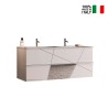 Meuble de salle de bain suspendu double vasque 2 tiroirs blanc brillant Liz S Vente