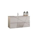Meuble de salle de bain suspendu 2 tiroirs avec lavabo blanc brillant Kelly Dimensions
