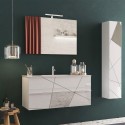 Meuble de salle de bain suspendu 2 tiroirs avec lavabo blanc brillant Kelly Remises