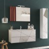 Meuble de salle de bain suspendu 2 tiroirs avec lavabo blanc brillant Kelly Remises