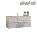 Meuble de salle de bain suspendu 2 tiroirs avec lavabo blanc brillant Kelly Promotion