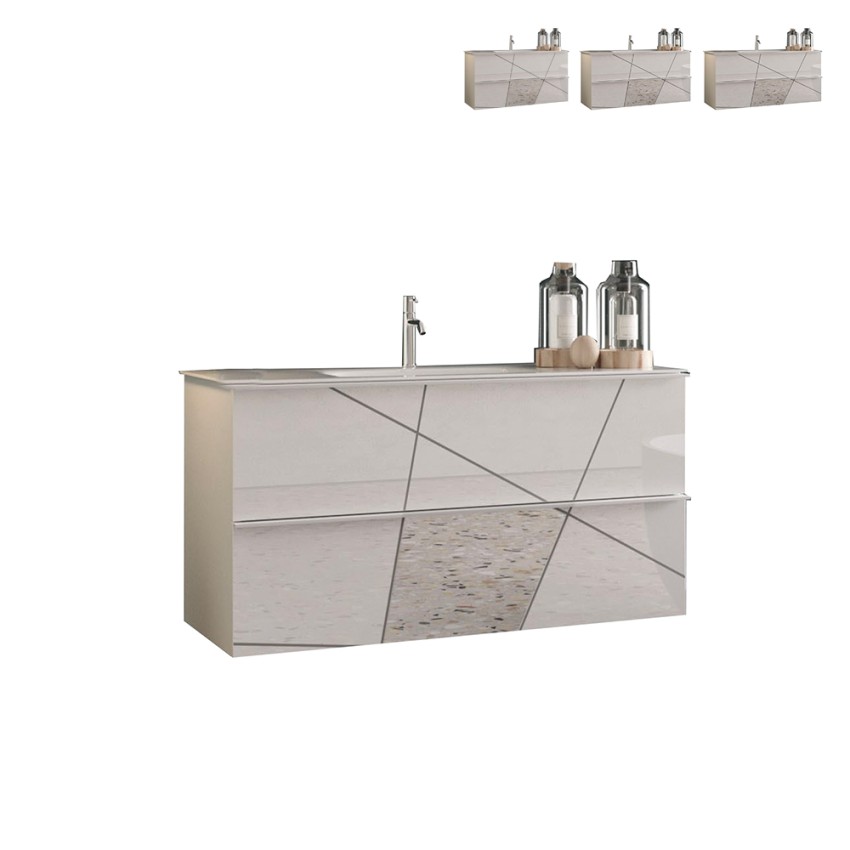 Meuble de salle de bain suspendu 2 tiroirs avec lavabo blanc brillant Kelly Offre Meuble de salle de bain suspendu 2 tiroirs avec lavabo blanc brillant Kelly Offre