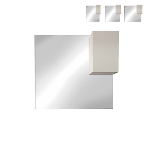 Miroir de salle de bain colonne 1 porte blanc brillant et lumière à LED Riva Promotion