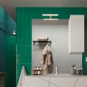 Armoire de salle de bain colonne 1 porte blanc brillant et éclairage LED Riva Remises