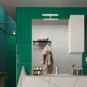 Armoire de salle de bain colonne 1 porte blanc brillant et éclairage LED Riva Remises