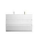 Meuble de salle de bain au sol 3 tiroirs blanc moderne double vasque Ikon T Promotion