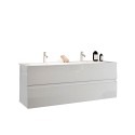 Meuble de salle de bain double vasque 2 tiroirs suspendu blanc laqué Ikon S Offre