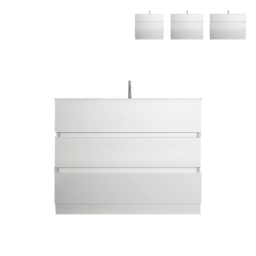 Meuble de salle de bains moderne blanc brillant 3 tiroirs avec lavabo Joey Vente Meuble de salle de bains moderne blanc brillant 3 tiroirs avec lavabo Joey Vente