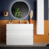 Meuble de salle de bains moderne blanc brillant 3 tiroirs avec lavabo Joey Remises