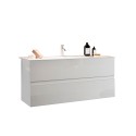 Meuble de salle de bain suspendu moderne avec lavabo, 2 tiroirs blanc brillant Add Modèle