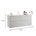 Meuble de salle de bain suspendu moderne avec lavabo, 2 tiroirs blanc brillant Add Prix